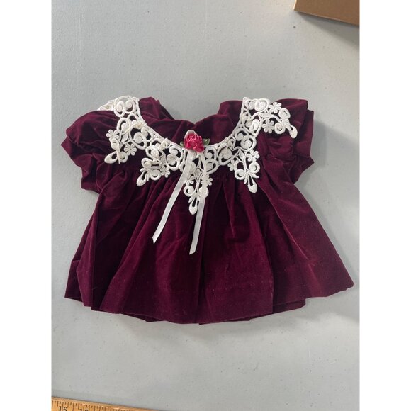 80s Vintage Memories Jo Lene Dress Set Size NB 0-6MBaby Girl 2 Piece Velvet Chri - Picture 6 of 8